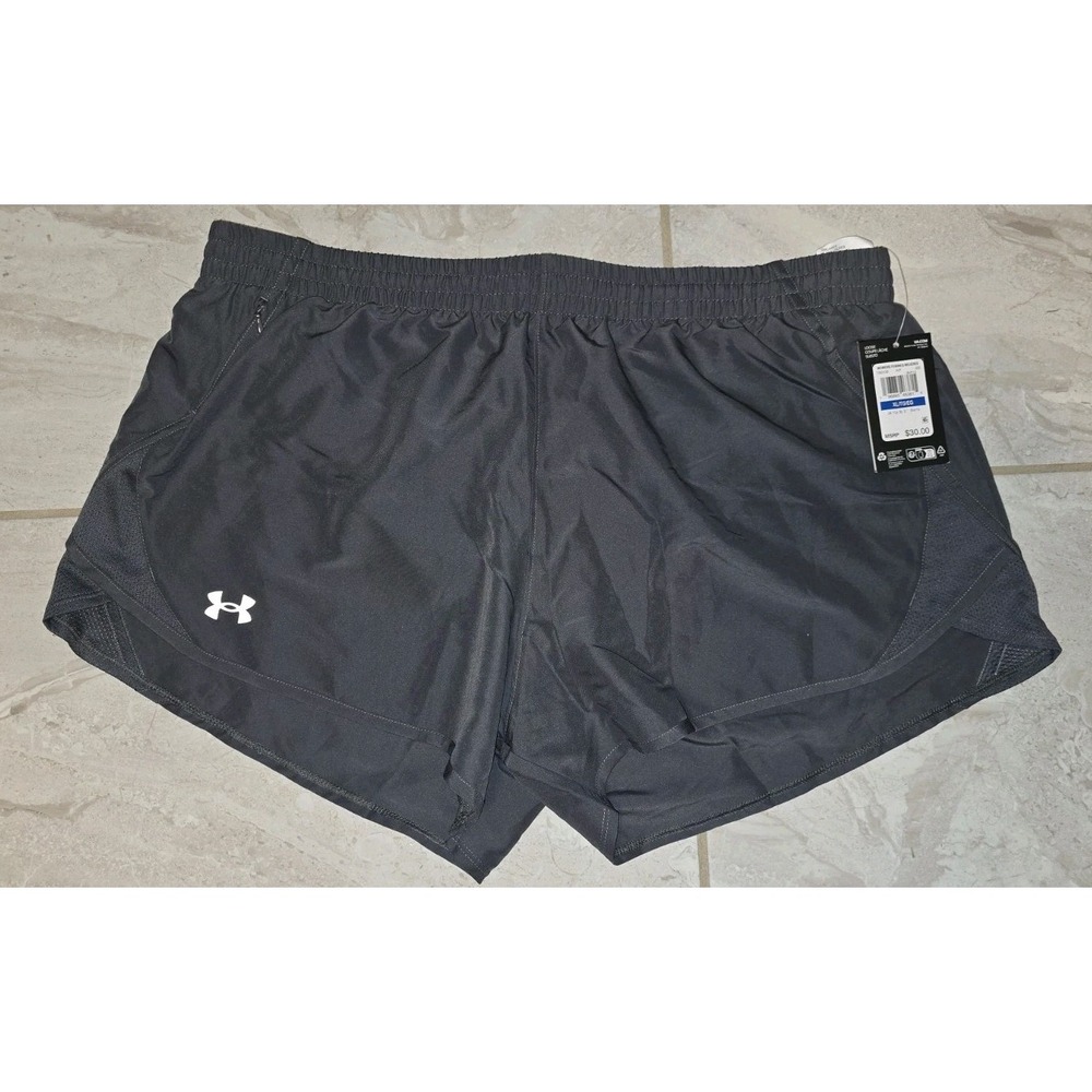 Under Armour Fly By 3" Shorts Womens XL Grey Running Mesh Line Drawstring NWT